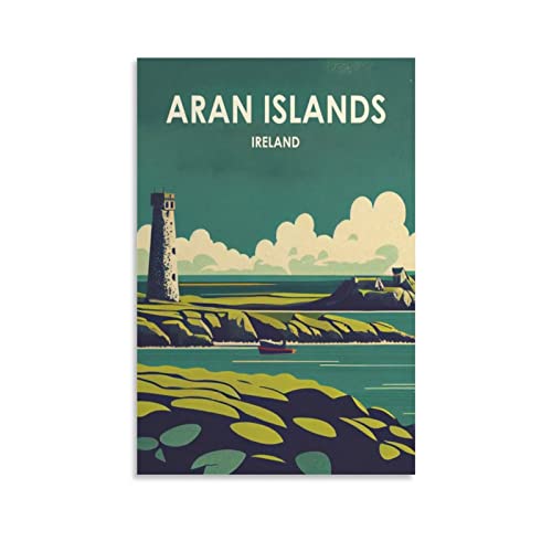 ONOTIO Aran Islands Irland Vintage Reiseposter Leuchtturm, 30 x 45 cm, Wandkunst, Kunstdruck, Leinwand, Kunst, Poster, modernes Familien-Schlafzimmer, Dekor-Poster von ONOTIO