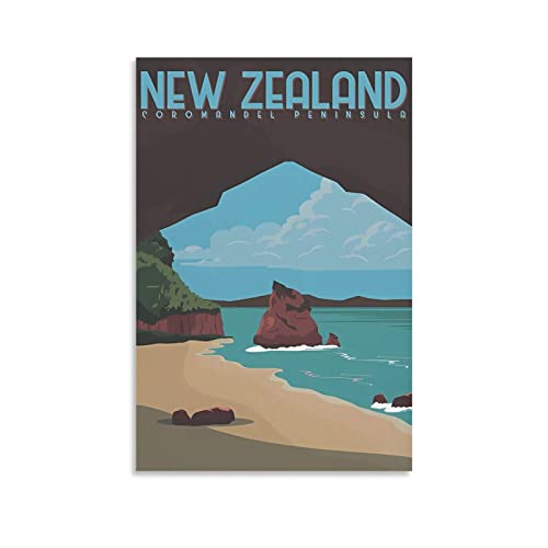 ONOTIO Coromandel Halbinsel Neuseeland Vintage Reiseposter Landschaft 20 x 30 cm Wandkunst Bild Leinwand Kunst Poster Modern Familie Schlafzimmer Dekor Poster von ONOTIO
