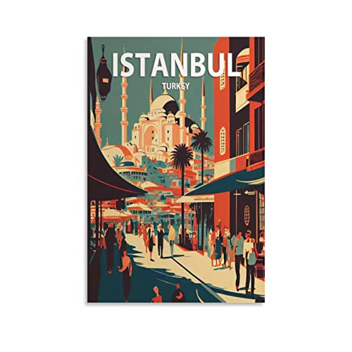 ONOTIO Istanbul Türkei Vintage Reiseposter Landschaft 50 x 75 cm Wandkunst Bild Leinwand Kunst Poster Modern Familie Schlafzimmer Dekor Poster von ONOTIO