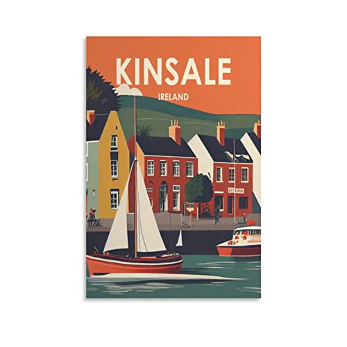 ONOTIO Kinsale Irland Vintage Reiseposter See 40 x 60 cm Wandkunst Bild Leinwand Kunst Poster Moderne Familie Schlafzimmer Dekor Poster von ONOTIO