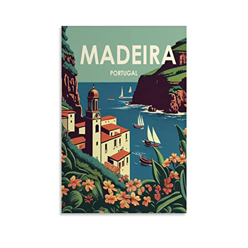 ONOTIO Madeira Portugal Vintage Reiseposter Küste 40 x 60 cm Wandkunstdruck Leinwand Kunst Poster Moderne Familie Schlafzimmer Dekor Poster von ONOTIO