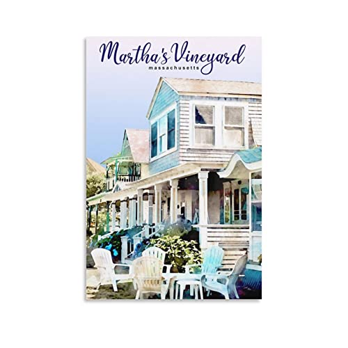 ONOTIO Martha's Vineyard Massachusetts Vintage-Reiseposter Landschaft 40 x 60 cm Wandkunst Bild Leinwand Kunst Poster Moderne Familie Schlafzimmer Dekor Poster von ONOTIO