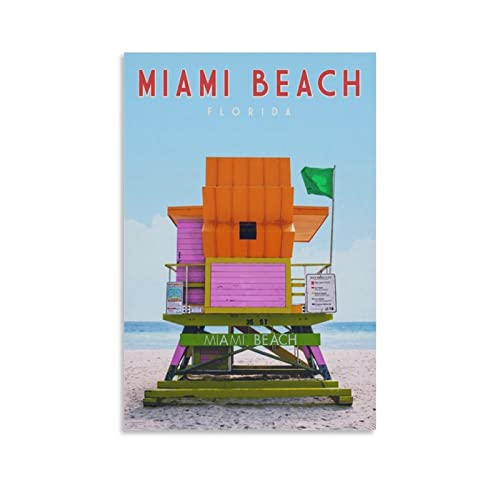ONOTIO Miami Beach Florida Vintage Reiseposter See 40 x 60 cm Wandkunst Bild Kunstdruck Leinwand Kunst Poster Moderne Familie Schlafzimmer Dekor Poster von ONOTIO