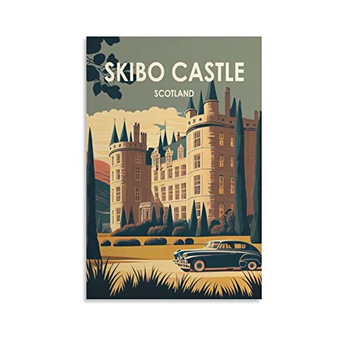 ONOTIO Skibo Castle Schottland Vintage Reiseposter Baum 60 x 90 cm Wandkunst Bild Kunstdruck Leinwand Kunst Poster Modern Familie Schlafzimmer Dekor Poster von ONOTIO