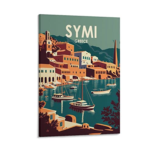 ONOTIO Symi Griechenland Vintage Reise Poster Küste 30 x 45 cm Wandkunst Bild Leinwand Kunst Poster Modern Familie Schlafzimmer Dekor Poster von ONOTIO