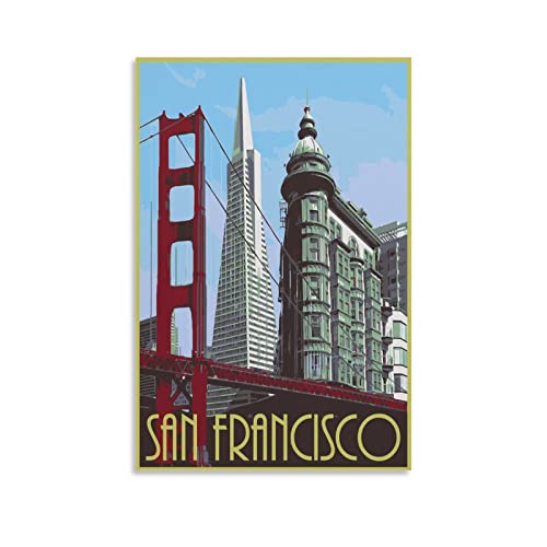 ONOTIO Transamerica Pyramide San Francisco Vintage Reiseposter 40 x 60 cm Wandkunstdruck Leinwandbild Kunstdruck Moderne Familie Schlafzimmer Dekor Poster von ONOTIO