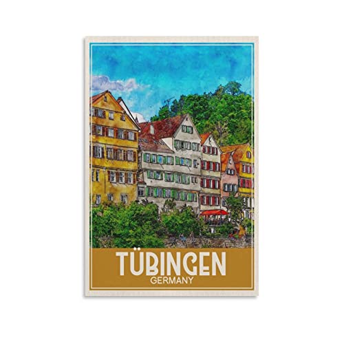 ONOTIO Tubingen Deutschland Vintage Reiseposter Baum 60 x 90 cm Wandkunst Bild Kunstdruck Leinwand Kunst Poster Modern Familie Schlafzimmer Dekor Poster von ONOTIO