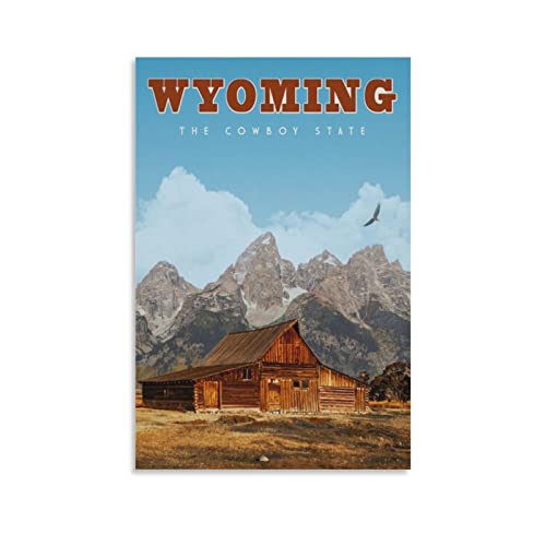 ONOTIO Wyoming Cowboy State Vintage Reiseposter Landschaft 60 x 90 cm Wandkunst Bild Kunstdruck Leinwand Kunst Poster Modern Familie Schlafzimmer Dekor Poster von ONOTIO