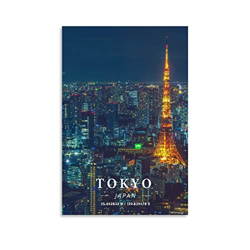 Tokyo Tower Japan Vintage Reise Poster Night 50 x 75 cm Wandkunst Bild Kunstdruck Leinwand Kunst Poster Modern Familie Schlafzimmer Dekor Poster von ONOTIO