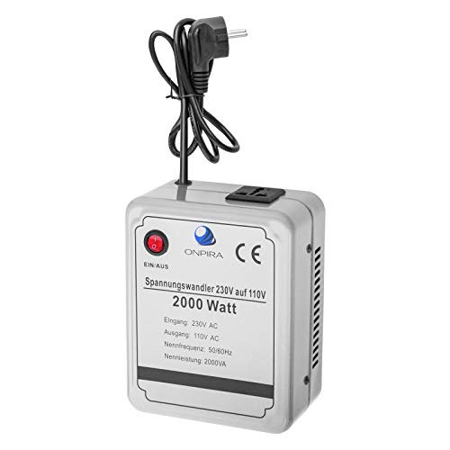 220V auf 110V Spannungswandler Transformator Wandler Umwandler Converter 230V AC (2000W) von ONPIRA