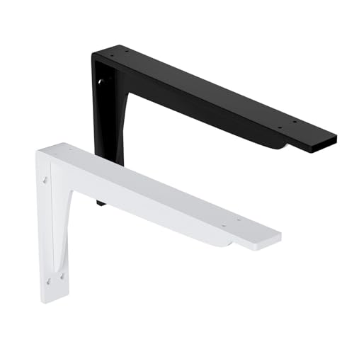 Onpira® 2x Schwerlast Regalhalter Winkelträger Metall 10 Größen & 2 Farben wählbar – 4mm Materialstärke – bis 200kg belastbar – Wandhalterung Regalwinkel Stahlträger Regal Konsole (Weiß, 240x145mm) von ONPIRA