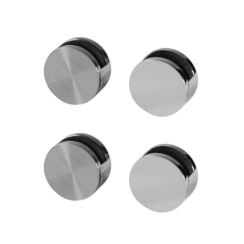 ONPIRA Spiegelhalter 4x Ø27x14mm, 4-6mm, Zink, Edelstahl-Optik oder Chrom, Wandmontage von ONPIRA