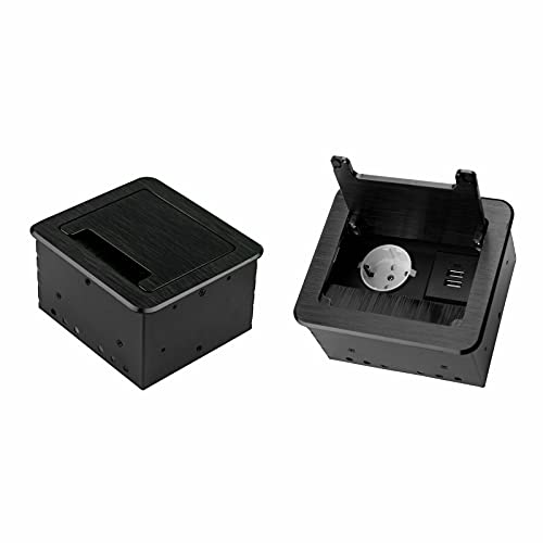 Einbausteckdose 2-4-fach & 2 Farben auswählbar Tischsteckdose Bodensteckdose (1x 230V + 2x USB, Schwarz) von ONPIRA