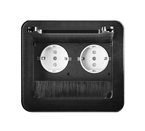 Einbausteckdose 2-4-fach & 2 Farben auswählbar Tischsteckdose Bodensteckdose (2x 230V, schwarz) von ONPIRA