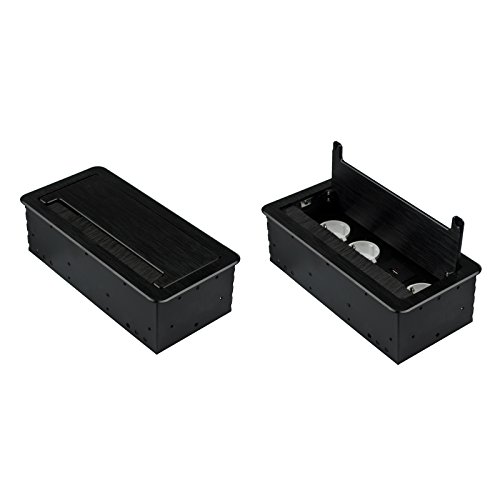 Einbausteckdose 2-4-fach & 2 Farben auswählbar Tischsteckdose Bodensteckdose (3x 230V + 2x USB, Schwarz) von ONPIRA