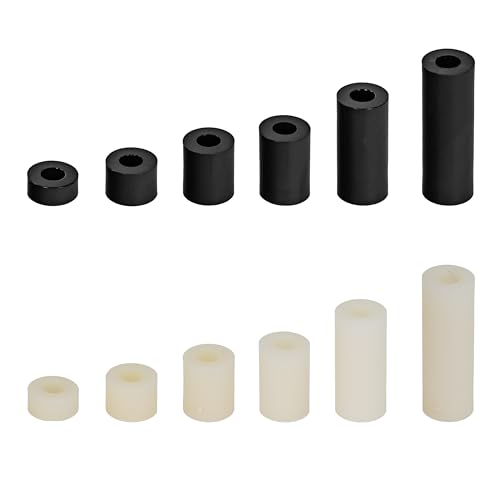 ONPIRA 100 Stück Abstandshalter M3 Nylon Kunststoff Schwarz & Weiß | Distanzhülsen ohne Gewinde | Verschiedene Längen von 3–20 mm | Unterlegscheiben für Elektronik und Modellbau (Schwarz, 3 mm) von ONPIRA