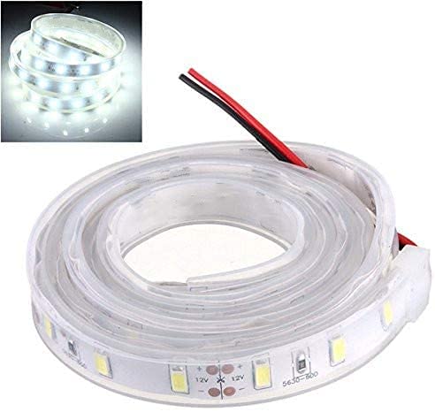 ONPIRA LED Streifen 12V Wasserdicht mit Kabel Selbstklebend 5050 SMD Auswahlmöglichkeit 10-100cm und 7 Farben (Kalt-Weiß, 30cm) von ONPIRA
