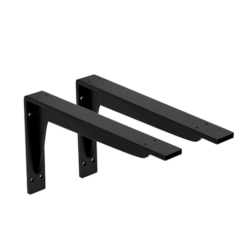 Onpira® 2x Schwerlast Regalhalter Winkelträger Metall 10 Größen & 2 Farben wählbar – 4mm Materialstärke – bis 200kg belastbar – Wandhalterung Regalwinkel Stahlträger Regal Konsole (Schwarz, 540x245mm) von ONPIRA
