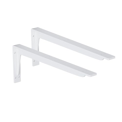 Onpira® 2x Schwerlast Regalhalter Winkelträger Metall 10 Größen & 2 Farben wählbar – 4mm Materialstärke – bis 200kg belastbar – Wandhalterung Regalwinkel Stahlträger Regal Konsole (Weiß, 485x200mm) von ONPIRA