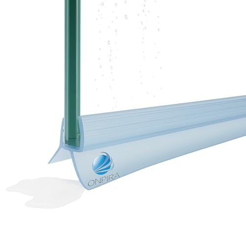 Onpira® Duschdichtung Glastür 5–8 mm – Türdichtung Dusche PVC transparent, Wasserabweiser, Spritzschutz – in 6 Längen 44–100 cm, kürzbar, Ersatzdichtung für Duschtüren (Transpararent, 100cm) von ONPIRA