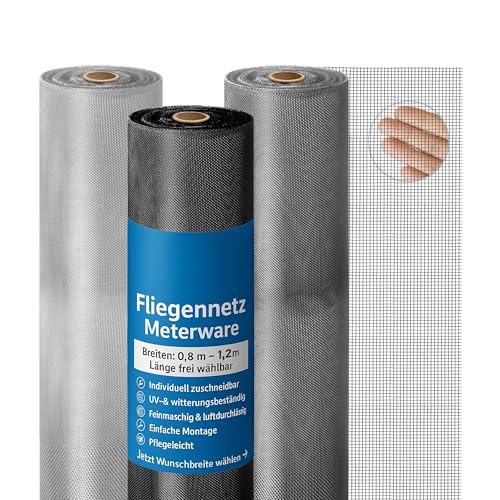 Onpira® Edelstahl Fliegennetz- Fliegengitter Meterware 100 cm – Silber oder Schwarz – Rostfrei & Reißfest – Katzensicherer Insektenschutz für Fenster & Türen – Zuschneidbar & Witterungsbeständig von ONPIRA