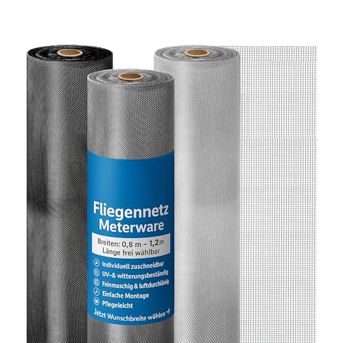 Onpira® Edelstahl Fliegennetz Meterware 80 cm – Silber oder Schwarz – Rostfrei & Reißfest – Katzensicherer Insektenschutz für Fenster & Türen – Zuschneidbar & Witterungsbeständig von ONPIRA