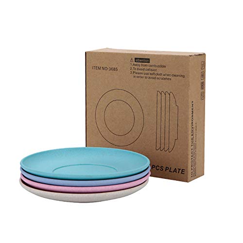 ONPOETRYEE Teller 4 Stück Speiseteller unzerbrechlich wiederverwendbar Teller Set, Plastikteller Sicher & Leicht Plate Kindergeburtstag Teeparty Grillparty Picknick Barbecue Geschirrset (197mm) von ONPOETRYEE