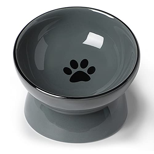 ONTUBE Keramiknapf Schalen für Katzen oder kleine Hunde, Futter- oder Wassernapf, 13 cm, 284 ml (grau) von ONTUBE