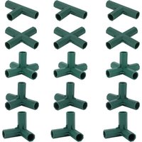 15 Stück Gewächshaus-Rahmenverbinder, Gartenrahmen-Eckverbinder, 16 mm Propellerstange, 5 Arten, robuste, stabile Halterung für Gewächshaus von ONTWAY