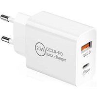 Ontway - 20 w schnelle USB-C-Ladebuchse, usb c + usb a Universal pd&qc 3.0 Stromladeadapter für iPhone 13,12,12 Mini,Pro,Max,11,11pro,XS,XR,8 von ONTWAY