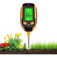 4-in-1-Bodenfeuchtigkeitsmessgerät – digitales LCD-Display – Pflanzentemperatur/Bodenfeuchtigkeit/pH/Sonnenlichtintensität – Bodentester für von ONTWAY