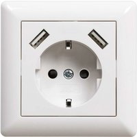Ontway - Unterputz-USB-Steckdose mit USB-Buchse (max. System 55). Schutzkontakt-Wandsteckdose für MP3-Smartphone, weiß glänzend, 2,1 a von ONTWAY