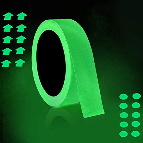 2.5cm x 10m Fluoreszierendes Klebeband, ONTWIE Leuchtendes Band Nachleuchtend Markierungsband Warnband Wasserdicht Luminous Tape,Glow In The Dark,Treppen,Wänden,Ausfahrt Zeichen Leuchtendes Klebeband von ONTWIE