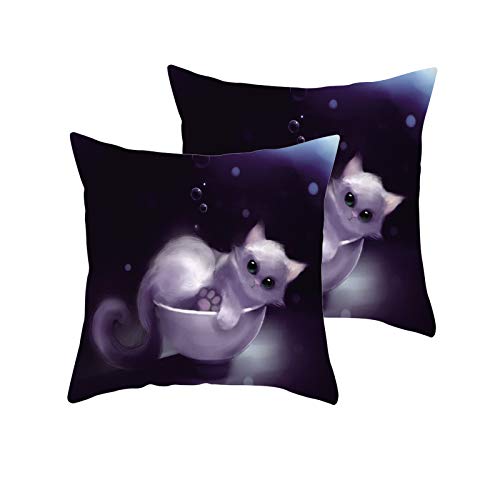 ONTWIE Dekorativ Kissenbezug 45 x 45 cm, 2er-Set Katze Kissenbezüge Kissenhülle Taille Wurf Kopfkissenbezug für Zuhause und Sofa, Schlafzimmer Dekoration von ONTWIE