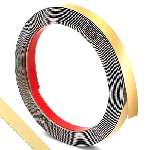 Metallisierte Zierleiste, metallisierte Formteile und Wandverkleidung, selbstklebend, spiegelähnliche Oberfläche, Wandeinfassung, Edelstahl, goldfarben, metallisiert, zum Abziehen und Aufkleben von ONTWIE