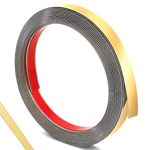 Metallisierte Zierleiste, metallisierte Formteile und Wandverkleidung, selbstklebend, spiegelähnliche Oberfläche, Wandeinfassung, Edelstahl, goldfarben, metallisiert, zum Abziehen und Aufkleben von ONTWIE