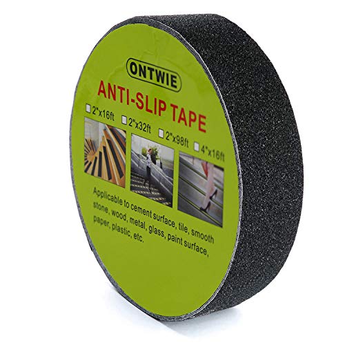 ONTWIE Anti-Rutsch-Band Schwarz 10m x 2.5cm, Safety Track Tape Skid Tape Kleber für Treppen, Sicherheit, Trittstufe, Innen, Außen von ONTWIE