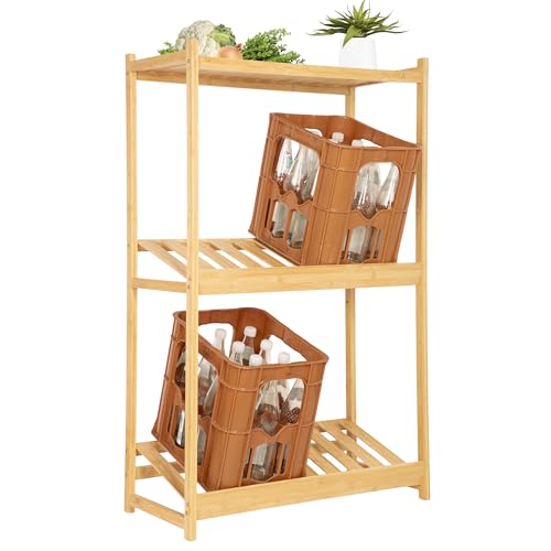 ONVAYA® Bambus-Kastenständer ǀ 50 kg Maximalgewicht pro Ebene ǀ robust und stabil ǀ für Getränkekisten und Flaschen ǀ modernes Design ǀ Regal für Getränkekisten von ONVAYA