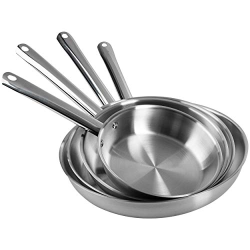 ONVAYA® Edelstahlpfannen-Set | Bratpfanne | ohne Beschichtung | Induktion & backofengeeignet | Profipfannen Komplettset | Ø 20/24/28/32cm von ONVAYA