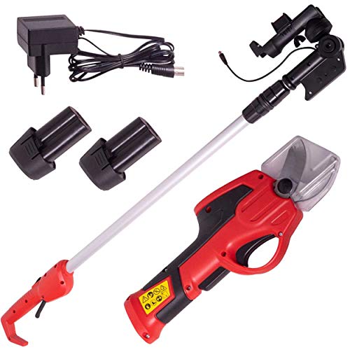 ONVAYA® Elektrische Gartenschere mit Teleskopstiel | Astschere | Strauchschere mit Akku | Baumschere | Wechselakku (Gartenschere mit Teleskopstiel und Ersatzakku) von ONVAYA