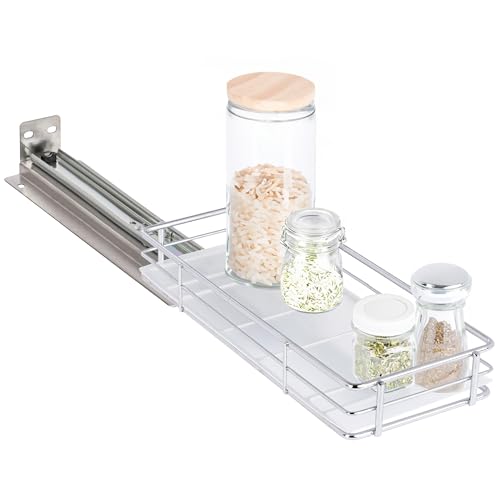 ONVAYA® Gewürzregal ausziehbar | Korb klein | Gewürzständer aus Edelstahl | Schrankeinsatz für die Küche | Regal Organizer | Teleskop-Gewürzregal für Schränke und Schubladen | Neues Modell von ONVAYA