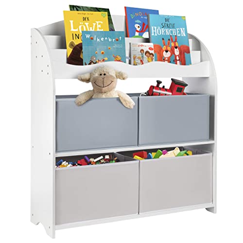 ONVAYA® Kinder-Bücherregal Finn Weiß | Kinderregal mit Boxen | Aufbewahrung von Büchern und Spielzeug | Organizer für Kinderzimmer von ONVAYA