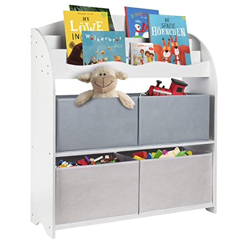 ONVAYA® Kinder-Bücherregal Finn Weiß | Kinderregal mit Boxen | Aufbewahrung von Büchern und Spielzeug | Organizer für Kinderzimmer von ONVAYA