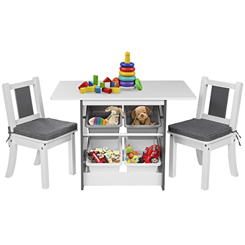 ONVAYA® Kindertisch-Set mit Stühlen | Kindersitzgruppe mit Stauraum | Kindermöbel-Set mit Tisch und 2 Stühlen | Kindertischgruppe aus Holz | Sitzgruppe fürs Kinderzimmer von ONVAYA