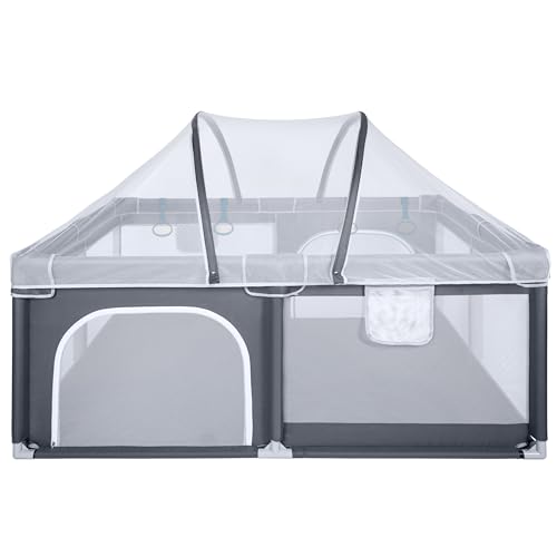 ONVAYA® Laufgitter mit Insektenschutznetz | Laufstall für Babys | 120 x 160 cm | Schutzgitter für Kinder | Rechteckiges Krabbelgitter | Absperrgitter | Babyzaun von ONVAYA