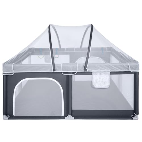 ONVAYA® Laufgitter mit Insektenschutznetz | Laufstall für Babys | 160 x 200 cm | Schutzgitter für Kinder | Rechteckiges Krabbelgitter | Absperrgitter | Babyzaun von ONVAYA