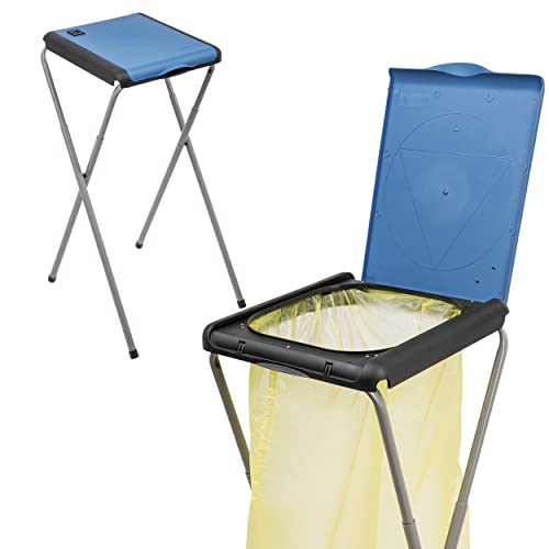 ONVAYA® Müllsackständer bis 120 Liter mit Deckel | Blau | Stabiler höhenverstellbarer Müllsackhalter aus Metall für den gelben Sack von ONVAYA