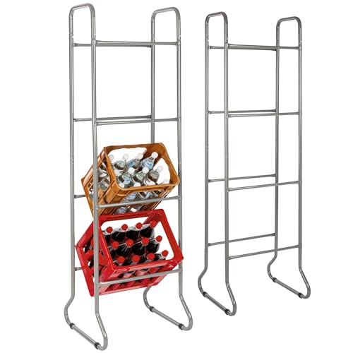 ONVAYA® Universal Kastenständer | 4 Etagen Kastenregal | Flaschenkastenregal | Getränkekistenregal | Kastenhalterung | Getränkeregal | Kistenregal | Flaschenkastenständer | Kistenhalter (2 Stück) von ONVAYA