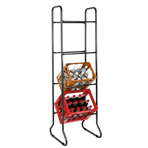 ONVAYA® Universal Kastenständer schwarz | 1 Stück | Getränkekistenregal mit 4 Etagen | Kastenregal | Platzsparendes Getränkeregal | Kastenhalterung | Kistenregal | Flaschenkastenständer von ONVAYA