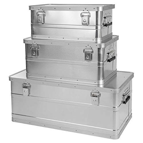 ONVAYA Alubox 3er Set stapelbar | Alukisten mit Deckel | Transportkiste | Aluminiumkiste | Aluminiumbox von ONVAYA